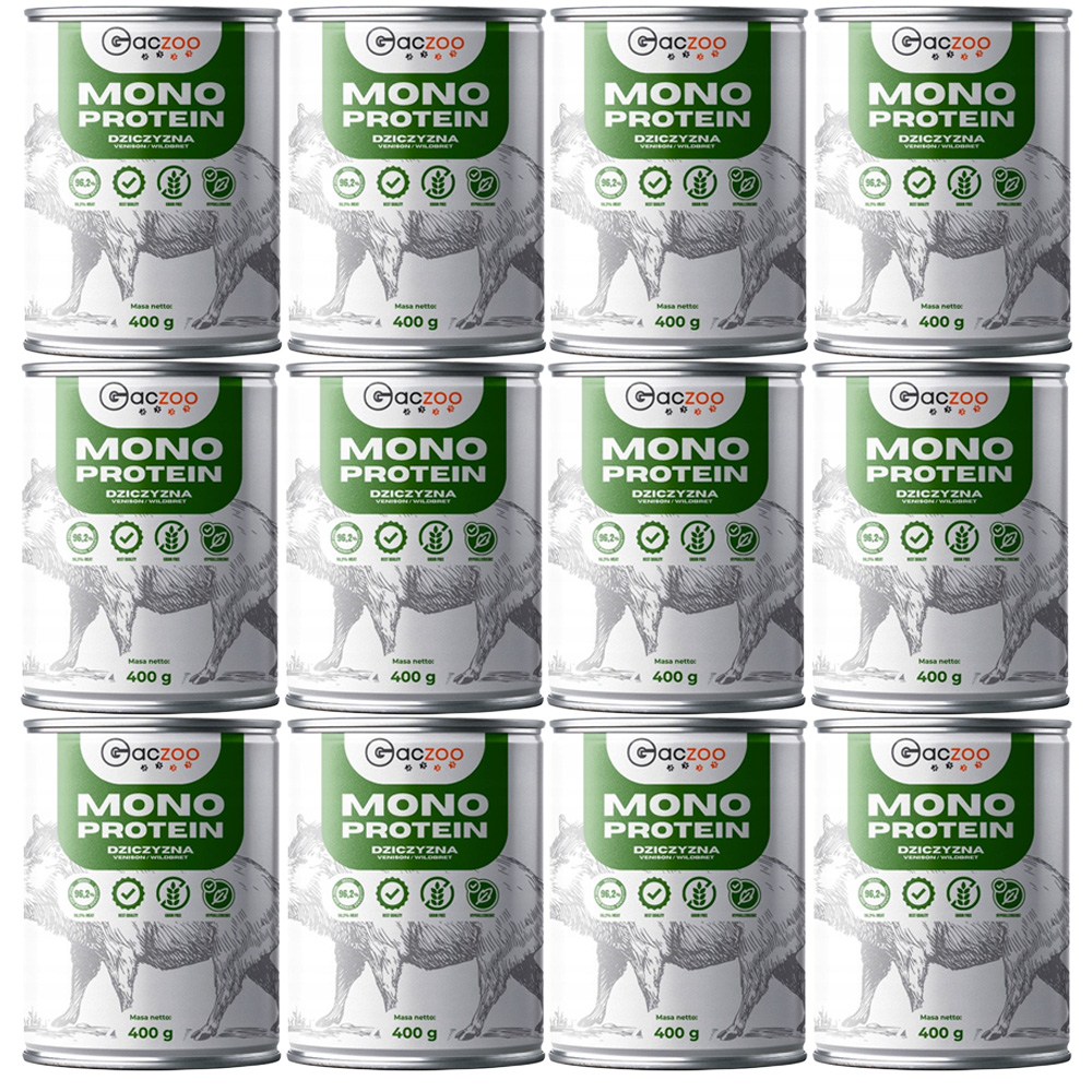 Gaczoo MONO Protein karma mokra dla psa Dzik 12x400g